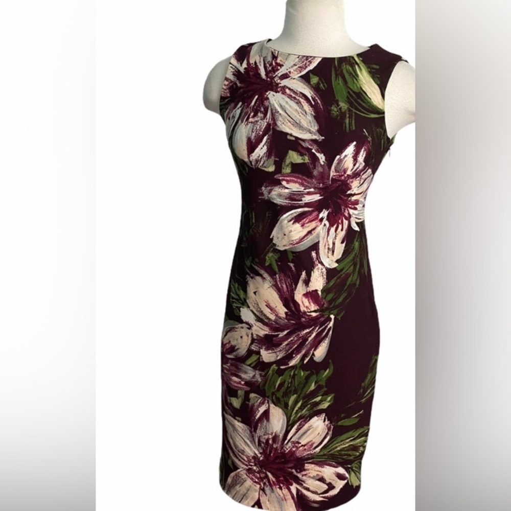 Calvin Klein purple floral metallic dress - Picture 1 of 5
